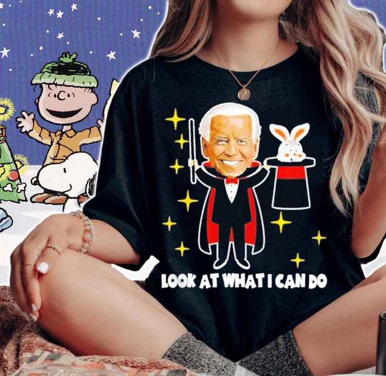 Joe Biden Pulling A Rabbit Out Of His Hat Magician Shirt woman shirt