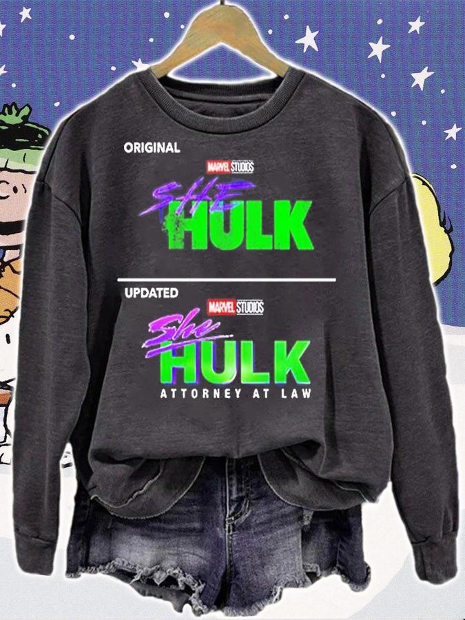 She Hulk Original Logo vs Updated Logo Marvel Studios T-Shirt sweatshirt