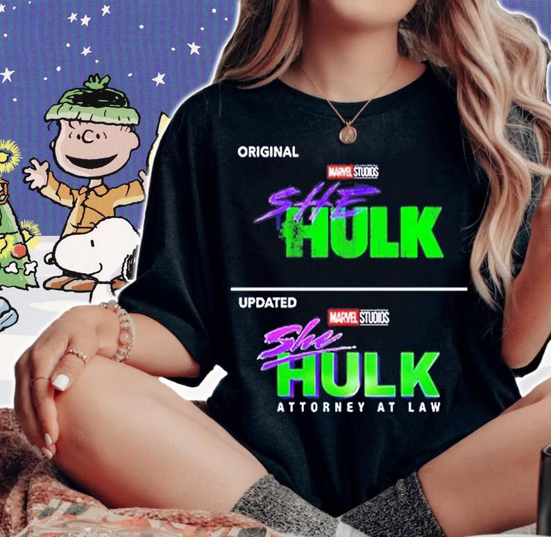 She Hulk Original Logo vs Updated Logo Marvel Studios T-Shirt woman shirt