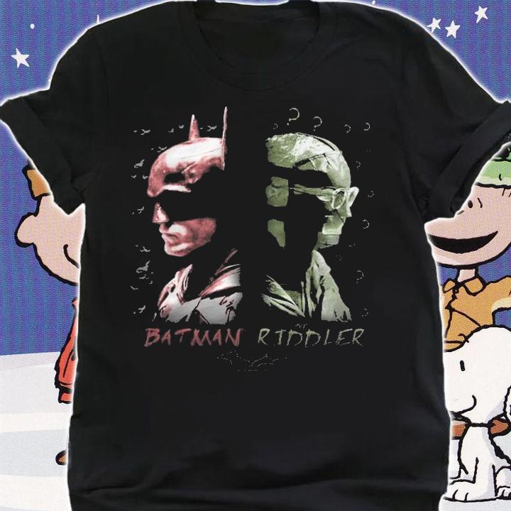 The Batman Riddler and Batman split logo T-shirt shirt