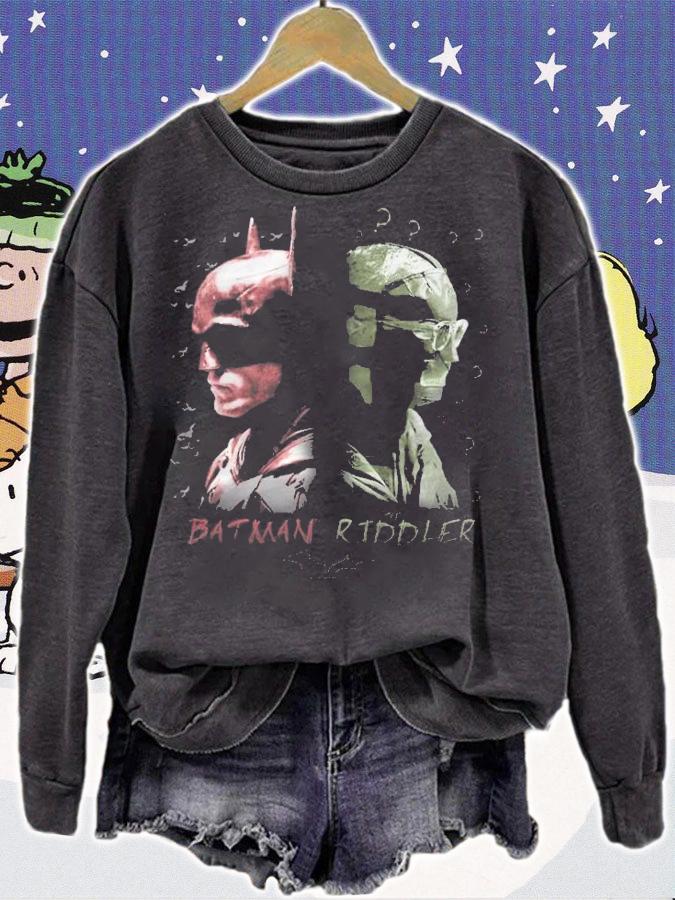 The Batman Riddler and Batman split logo T-shirt sweatshirt
