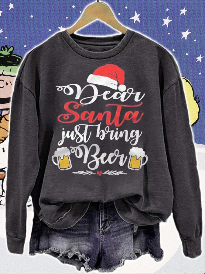 Dear Santa Just Bring Beer Christmas Funny Xmas Drinking Shirt