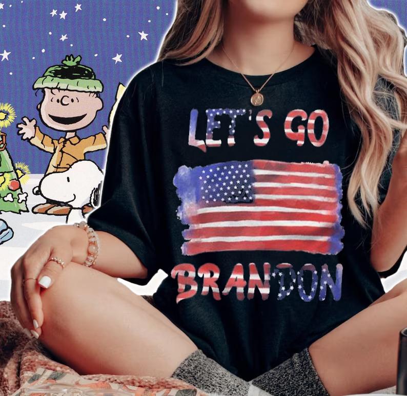 F Joe Biden let's Go Brandon Funny Political American Flag T-Shirt woman shirt