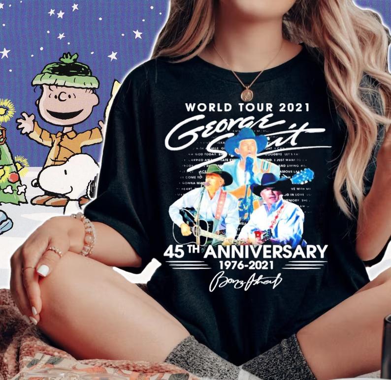 George Strait World Tour 2021 45th Anniversary 1976 2021 Signature t-shirt woman shirt