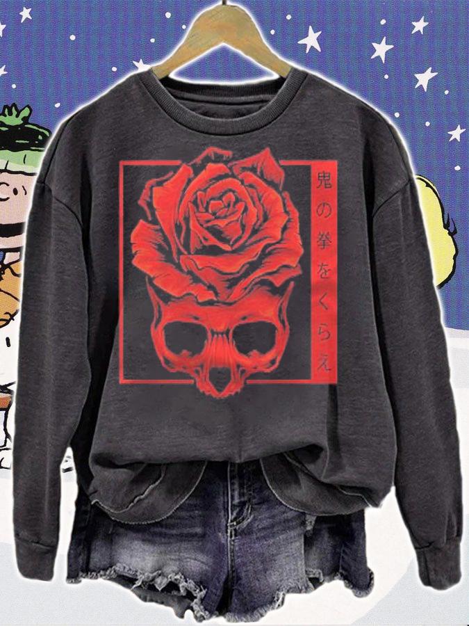 Japanese Demon Art Face Skull Devil Harajuku Aesthetic Shirt sweatshirt