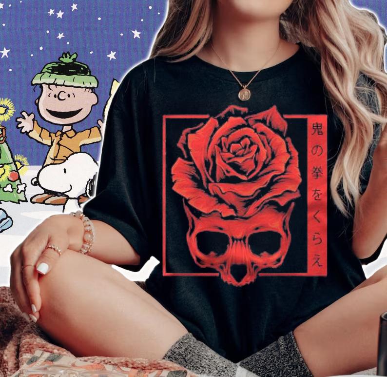 Japanese Demon Art Face Skull Devil Harajuku Aesthetic Shirt woman shirt