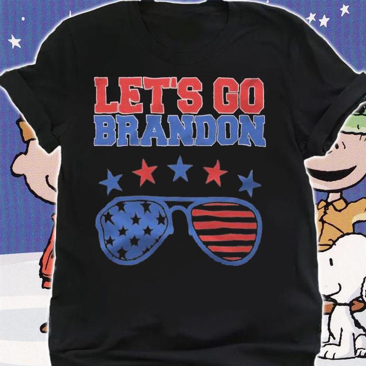 Lets's Go Brandon USA Flag Sunglasses T-Shirt