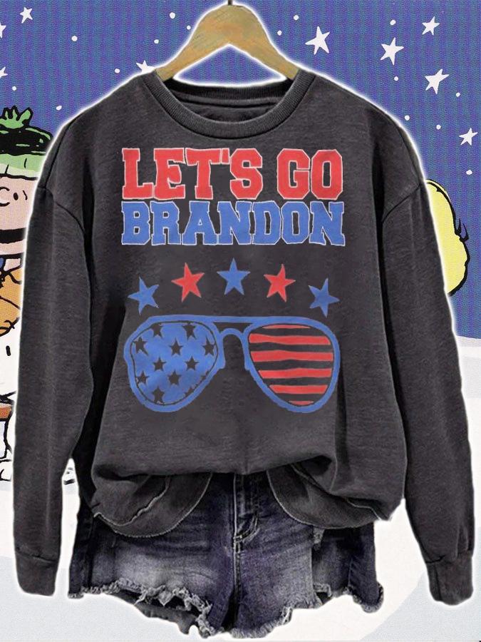 Lets's Go Brandon USA Flag Sunglasses T-Shirt