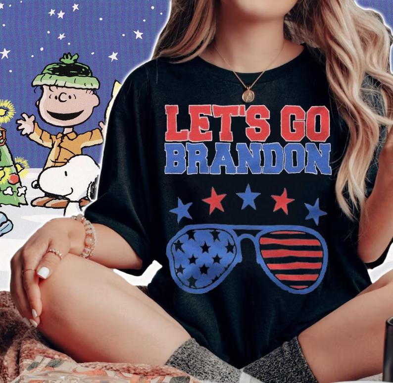 Lets's Go Brandon USA Flag Sunglasses T-Shirt