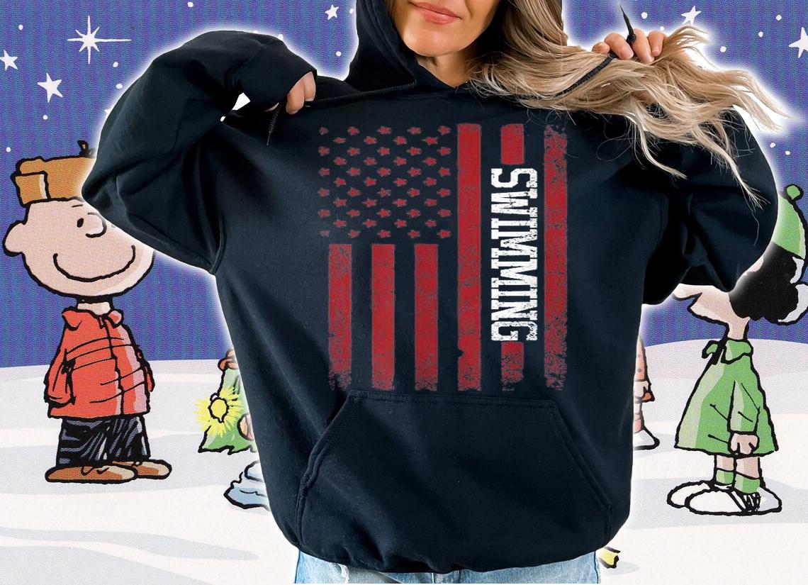 USA Flag American America Swimming Team Swimmer T-Shirt