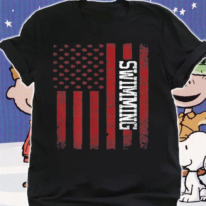 USA Flag American America Swimming Team Swimmer T-Shirt