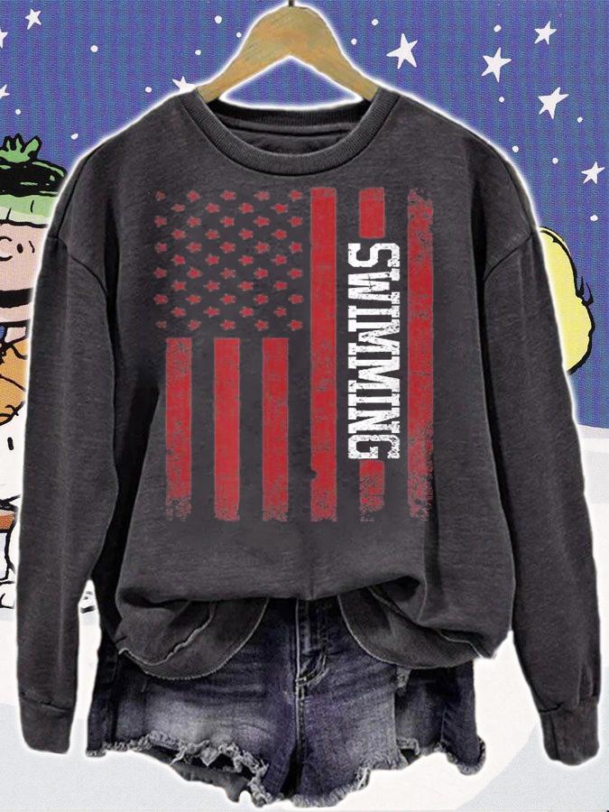 USA Flag American America Swimming Team Swimmer T-Shirt