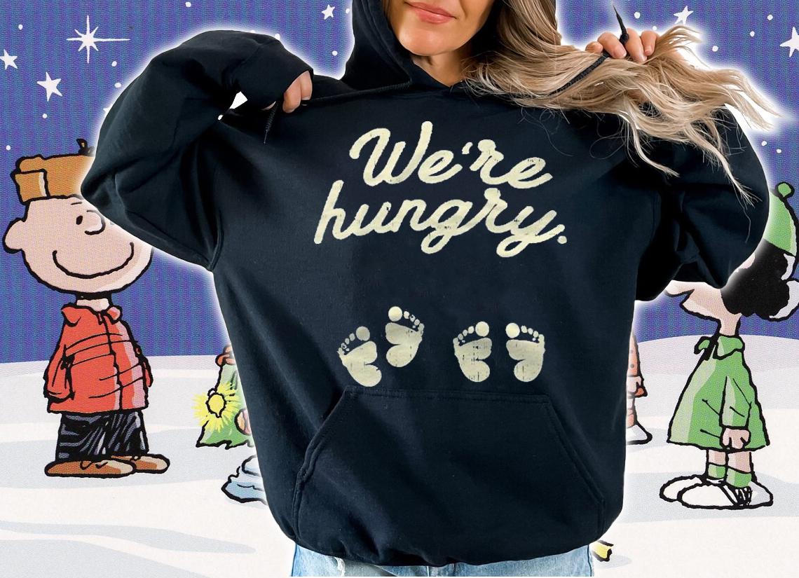 Were Hungry Pregnancy Mom Twins Baby Footprints Shirt hoodie