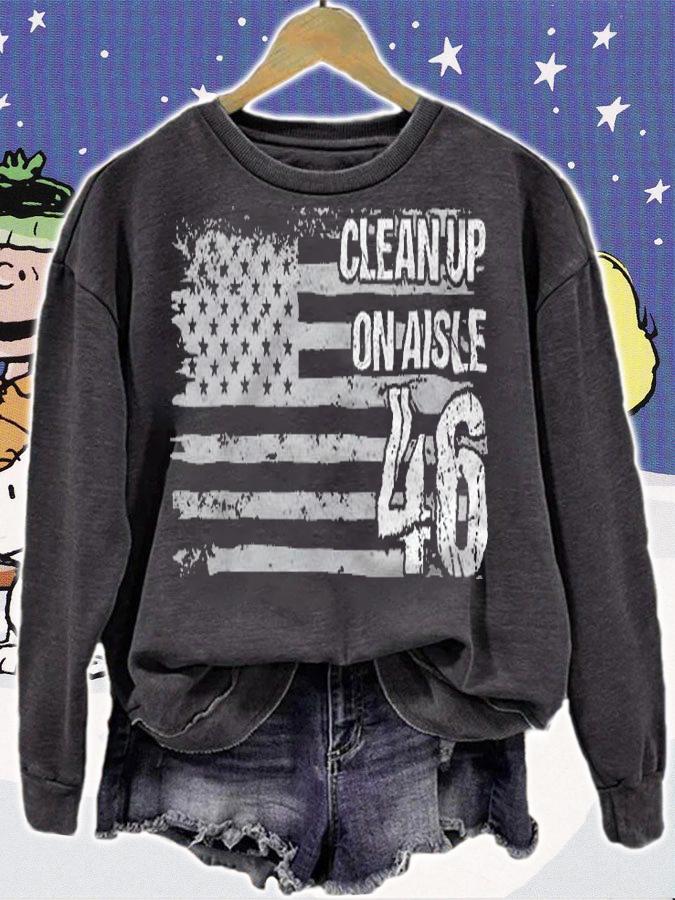 Clean Up On Aisle 46 Impeach Anti Biden American Flag t-shirt sweatshirt