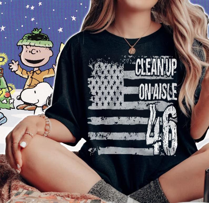 Clean Up On Aisle 46 Impeach Anti Biden American Flag t-shirt woman shirt