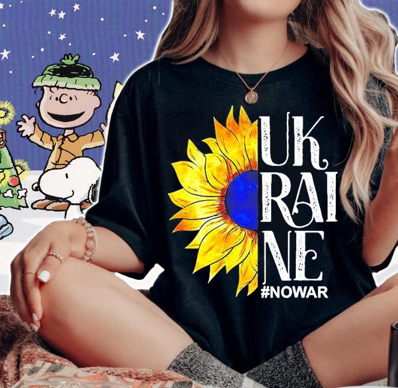 Sunflower Ukraine No War Hashtag T-Shirt woman shirt
