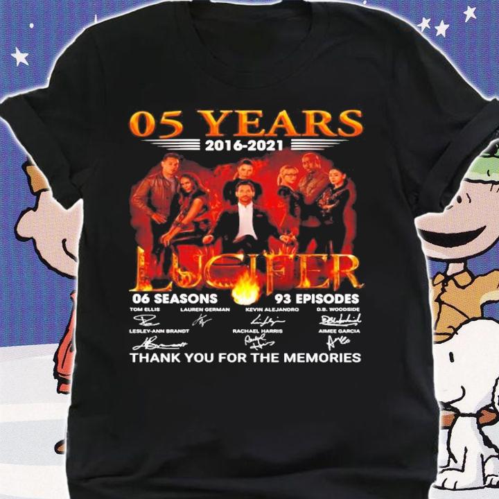 05 years 2016 2021 Lucifer 06 season 93 episodes signatures t-shirt shirt
