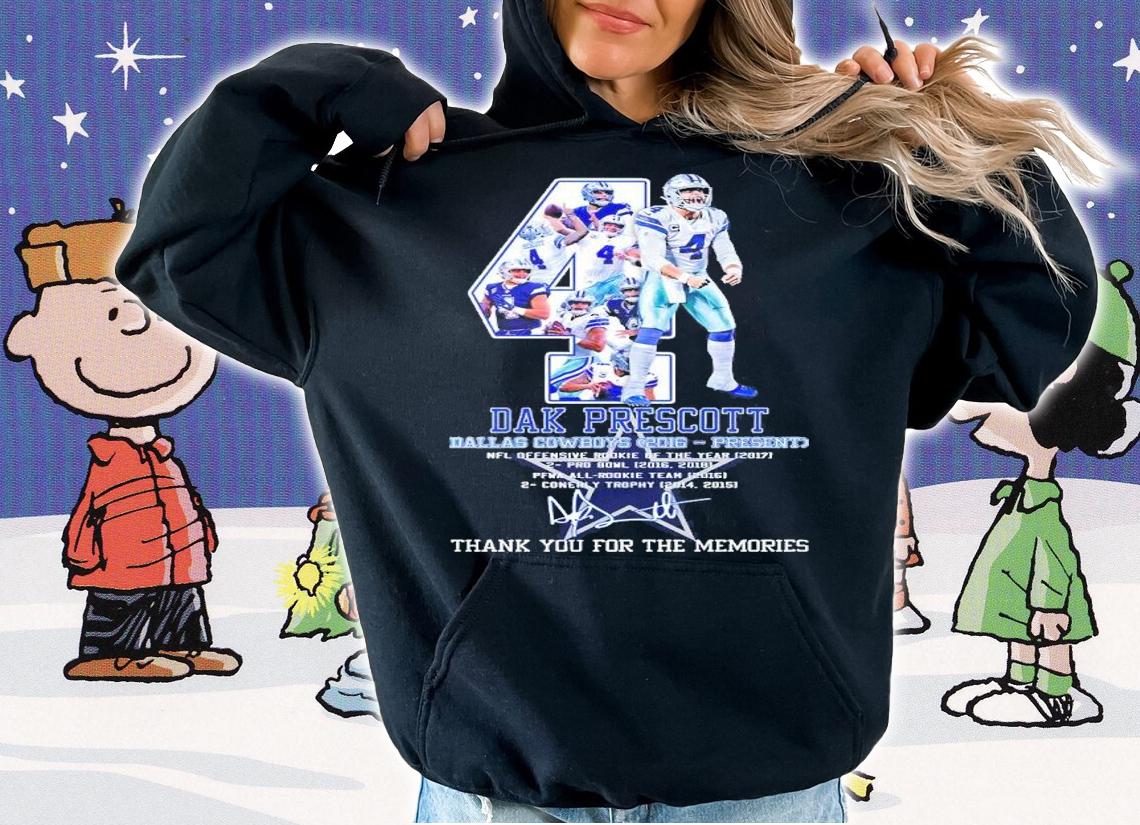 Dak Prescott Dallas Cowboys 2016-Present NFL Offensive Rookie Of The Year 2017 Signatures Shirt hoodie