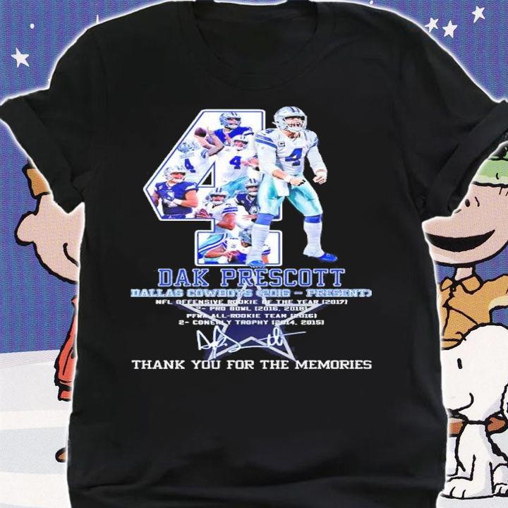 Dak Prescott Dallas Cowboys 2016-Present NFL Offensive Rookie Of The Year 2017 Signatures Shirt shirt