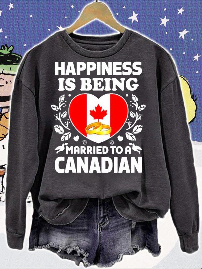 Happiness Is Being Married To A Canadian Wife Husband T-Shirt