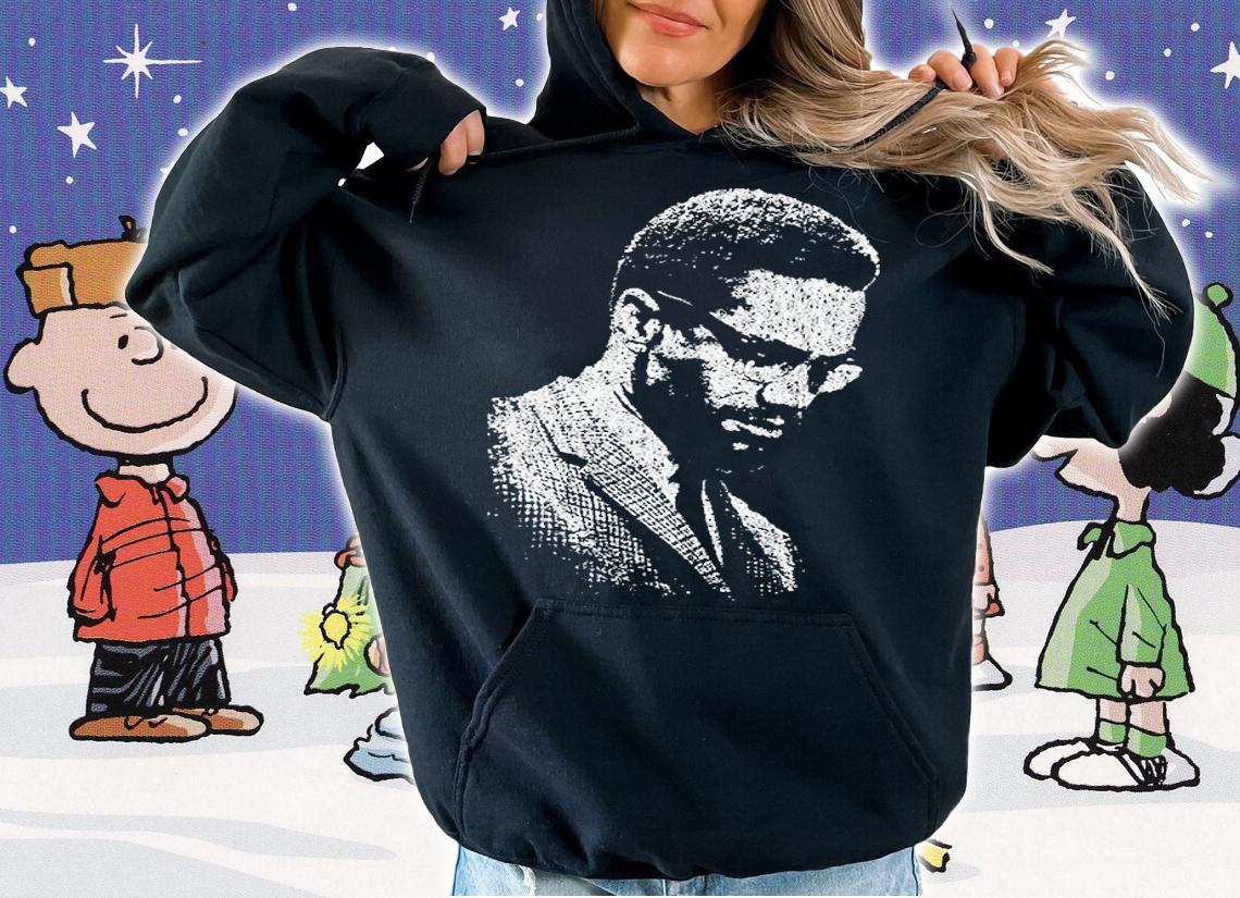 Malcolm X Black And White Portrait T-Shirt hoodie