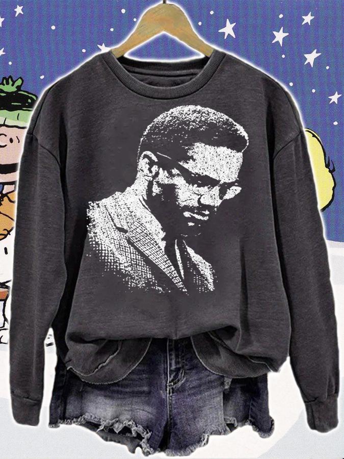 Malcolm X Black And White Portrait T-Shirt sweatshirt