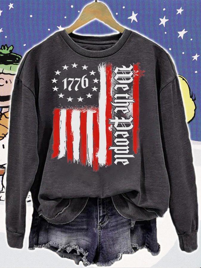 We The People 1776 Distressed USA American Flag T-Shirt