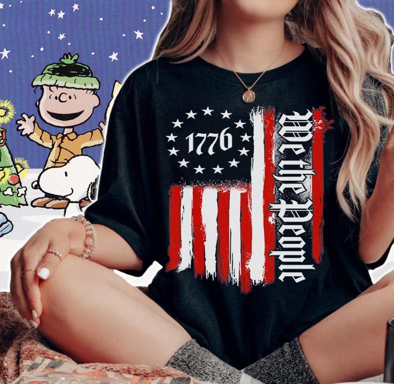 We The People 1776 Distressed USA American Flag T-Shirt