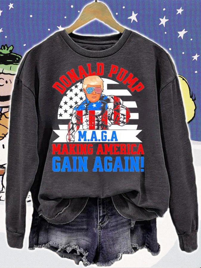 Donald Pump America Trump Weight Lifting Gym Fitness Retro T-Shirt
