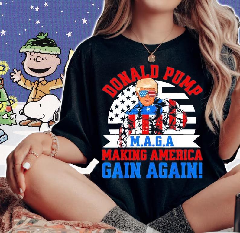 Donald Pump America Trump Weight Lifting Gym Fitness Retro T-Shirt