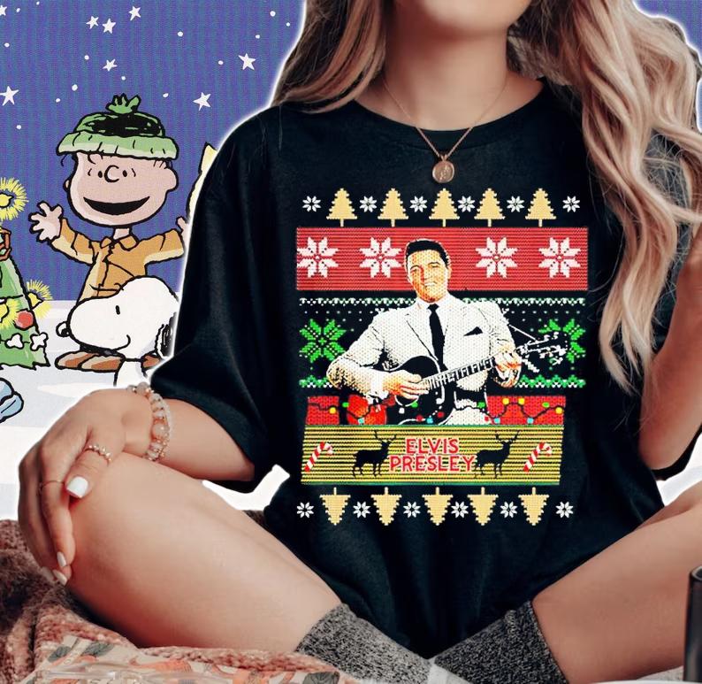 Elvis Presley Ugly Christmas Shirt woman shirt