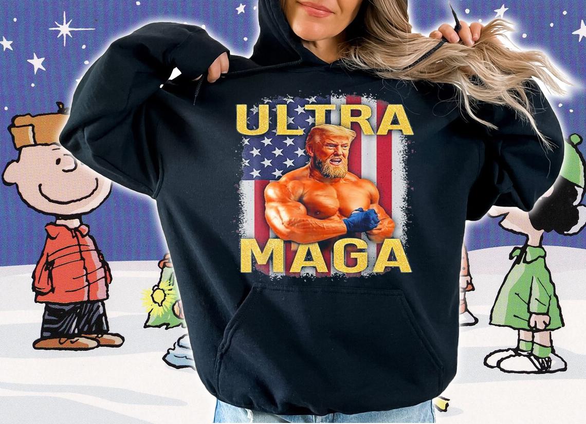 Funny Trump Gym Fitness Ultra Maga US Flag Patriotic Great Maga King T-Shirt
