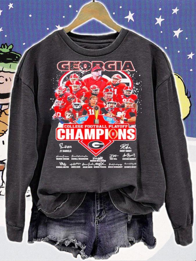 Georgia Bulldogs 2022 College Football Playoff Champions Signatures Shirt