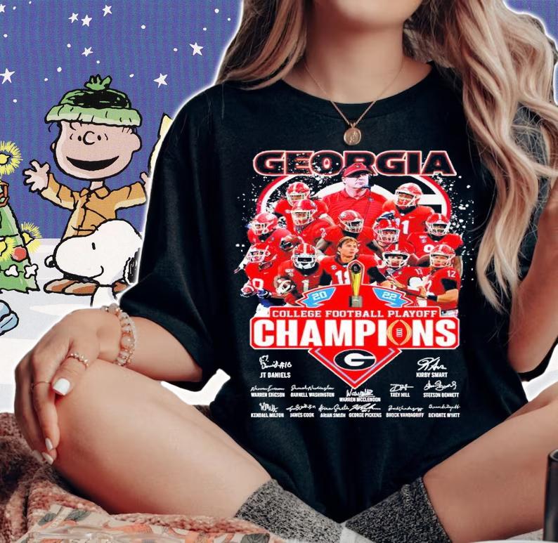 Georgia Bulldogs 2022 College Football Playoff Champions Signatures Shirt