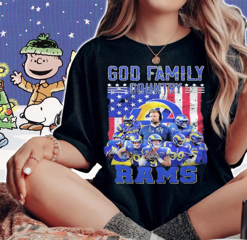 God Family Country Los Angeles Rams Signatures Shirt woman shirt
