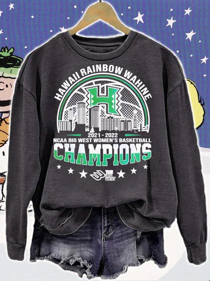 Hawaii Rainbow Wahine NCAA Big West Women's Basketball 2021-2022 Champions Shirt