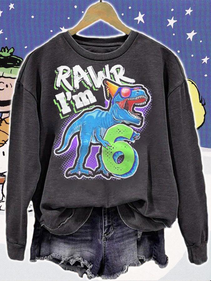 Kids Rawr Im 6 6Th Birthday T Rex Dinosaur Party Gift Boys Shirt sweatshirt