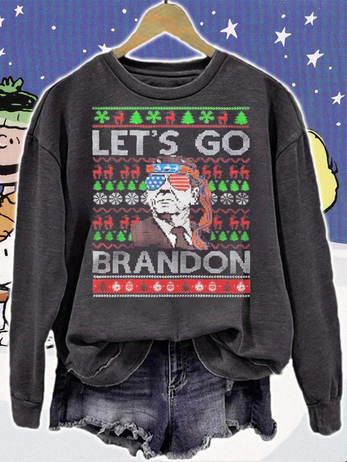 Let's Go Brandon Reagan America Christmas Sweater Anti Biden FJB Shirt