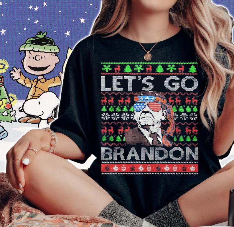 Let's Go Brandon Reagan America Christmas Sweater Anti Biden FJB Shirt