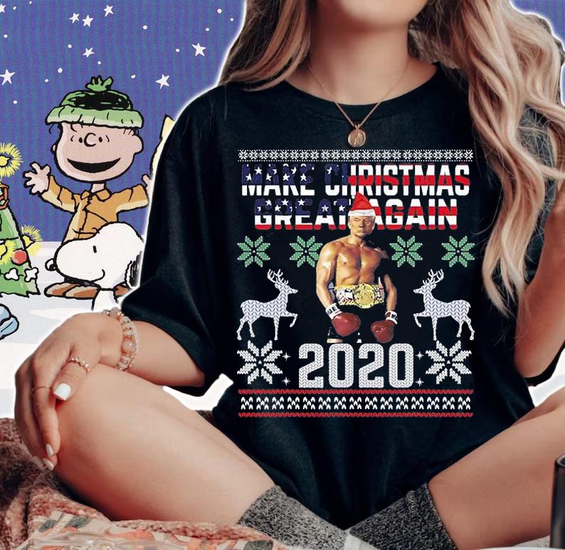 Make Christmas Great Again Funny Trump Ugly Boxing Funny T-Shirt woman shirt