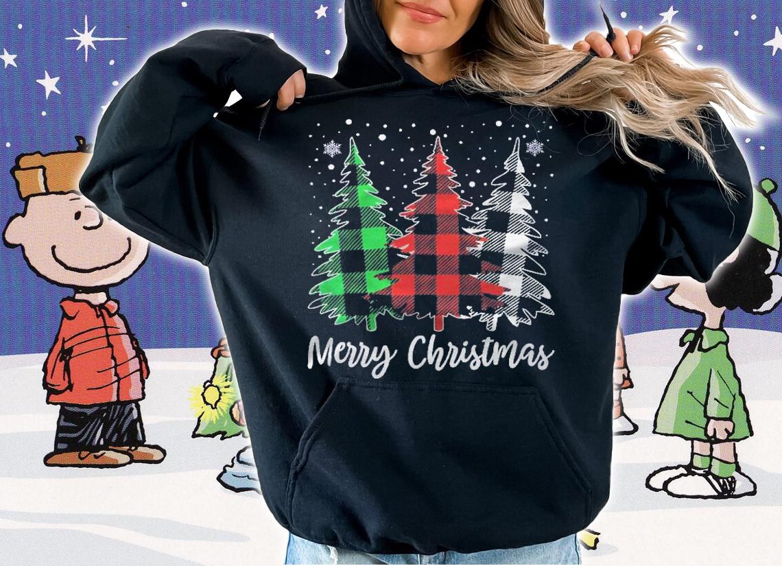 Merry Christmas Buffalo Plaid Christmas Trees Xmas Pajama Shirt
