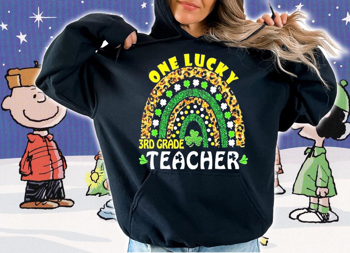 One Lucky 3rd Grade Teacher Rainbow Leopard St Patrick's Day T-Shirt hoodie