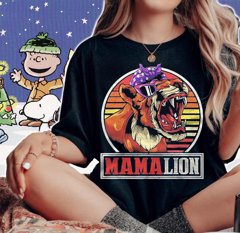 Retro Zoo Keeper Mommy Gift Jungle Animal Family Mama Lion Shirt woman shirt