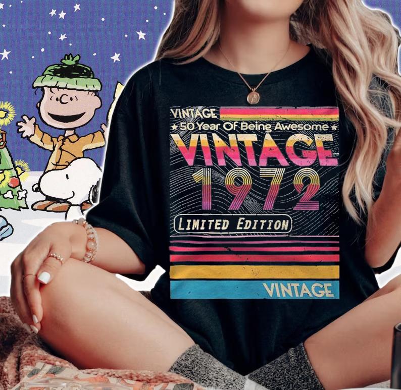 Vintage 50 year of being awesome vintage 1972 limited edition T-shirt woman shirt