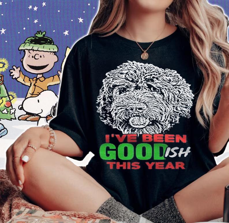 Ive Been Goodish Cute Labradoodle Christmas Shirt woman shirt