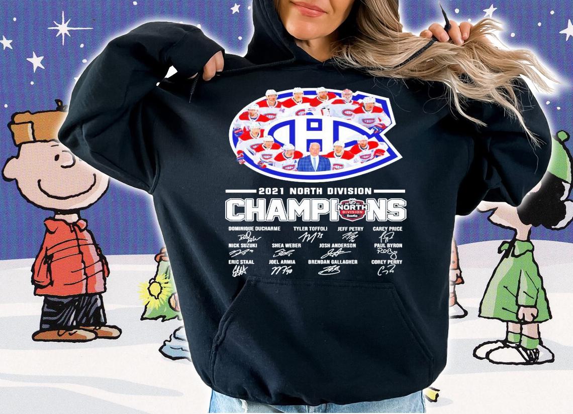Montreal Canadiens 2021 North Division Champions signatures t-shirt hoodie