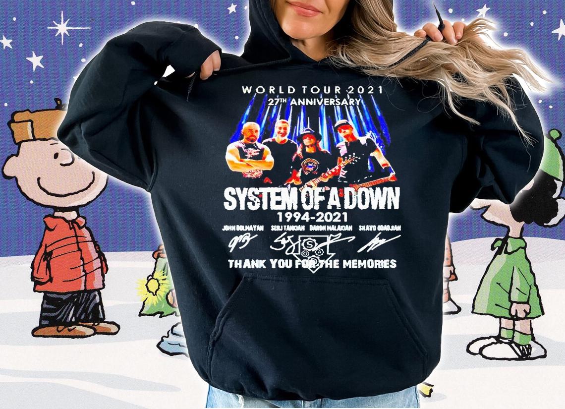 World tour 2021 27th Anniversary System of a Down 1994-2021 thank You for the memories T-shirt