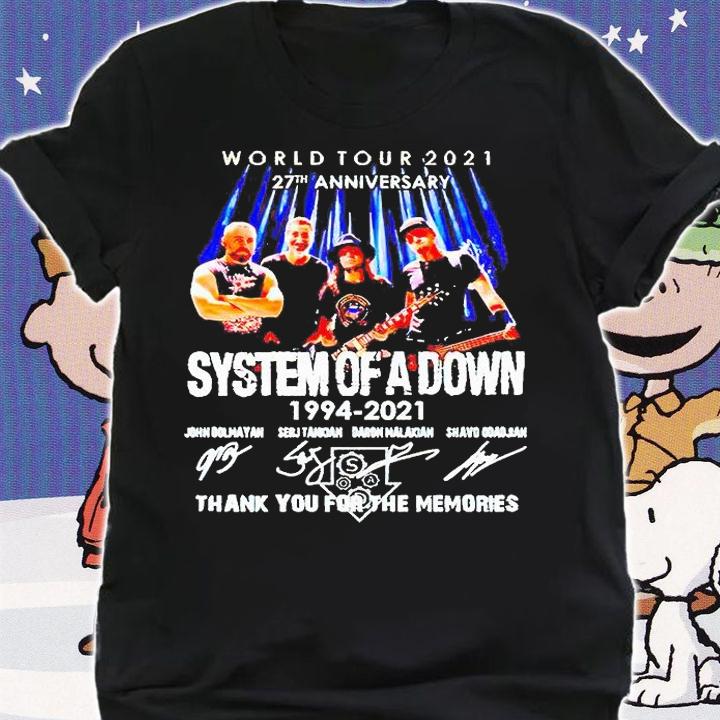 World tour 2021 27th Anniversary System of a Down 1994-2021 thank You for the memories T-shirt