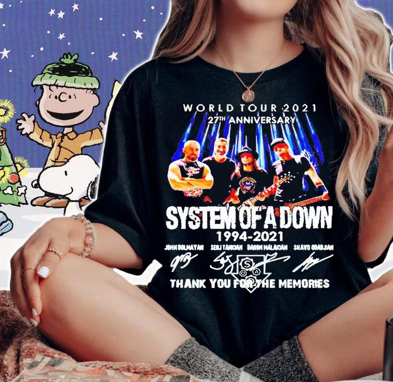 World tour 2021 27th Anniversary System of a Down 1994-2021 thank You for the memories T-shirt