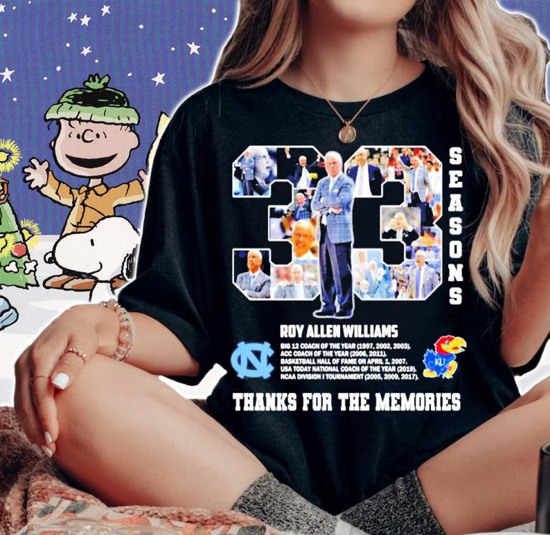 33 seasons Roy Allen Williams thanks for the memories shirt woman shirt